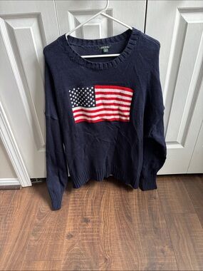 Wild Fable Navy Women's Sweater with American Flag